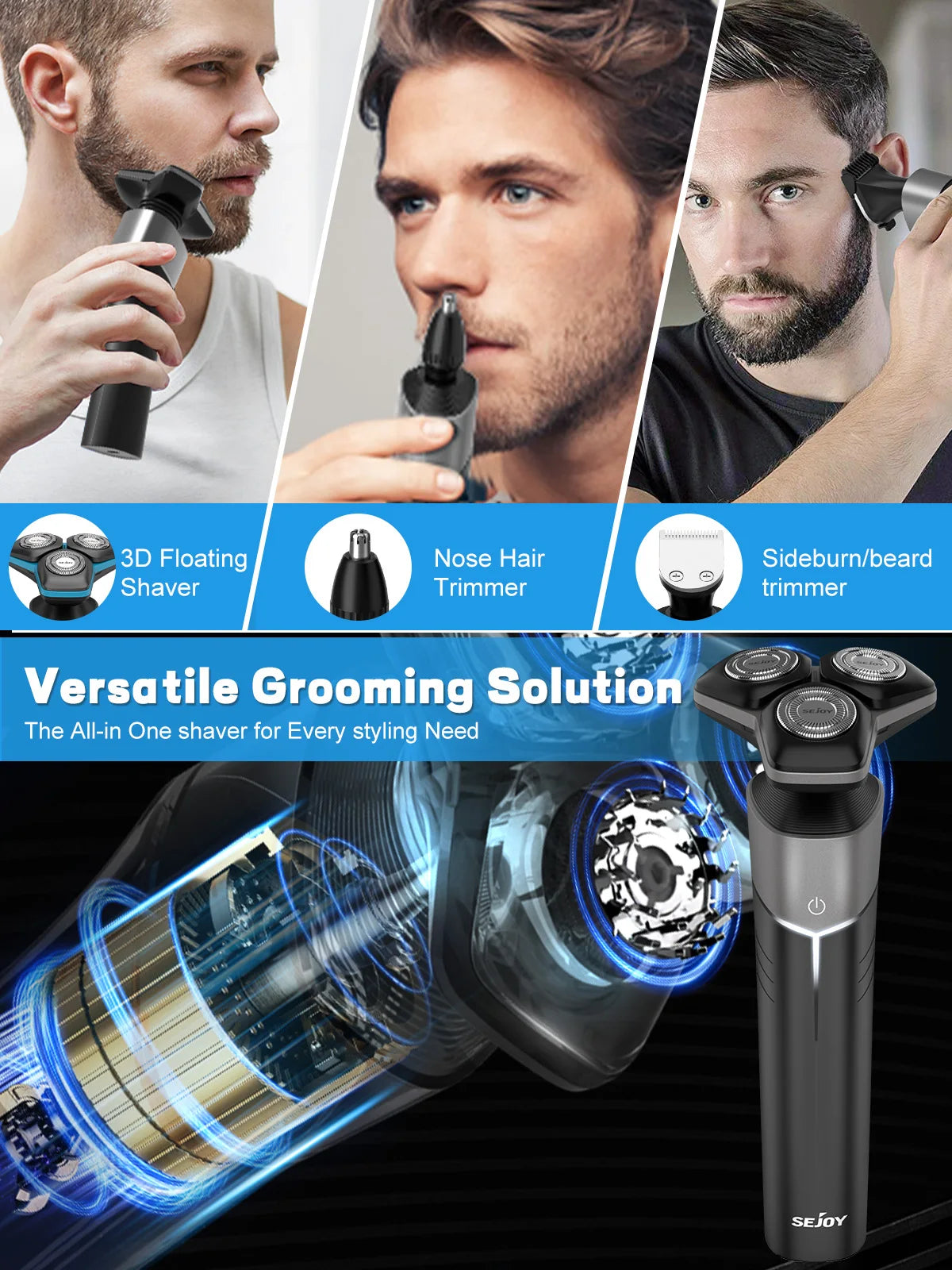 SEJOY 5-in-1 Electric Shaver and Trimmer