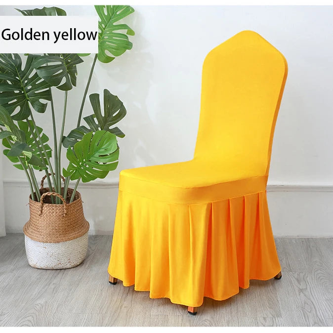 50/100PCS White Spandex Pleated Chair Covers – Stretch Seat Covers for Weddings, Banquets, Hotels, Parties & Event Decorations