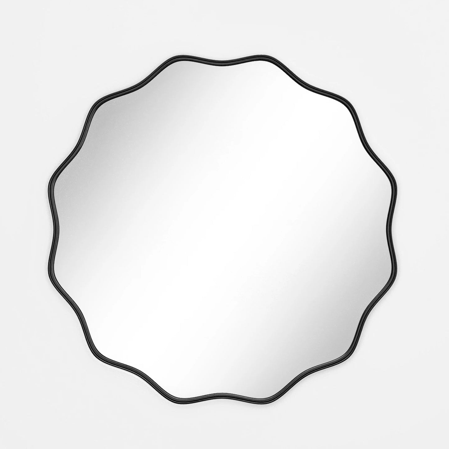 Wavy Round Bathroom Mirror Decorative Wall Mirror with Deep Frame Modern Vanity Mirror for Bedroom Living Room Home Decor