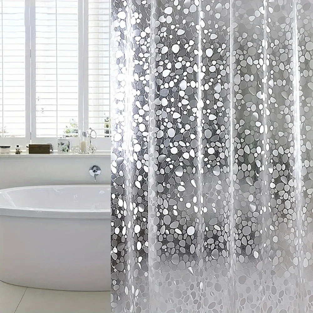 3D Pebble Pattern Shower Curtain Liner – Heavy-Duty PEVA with Weighted Magnets, Waterproof & Mildew-Resistant, 71x71 Inches