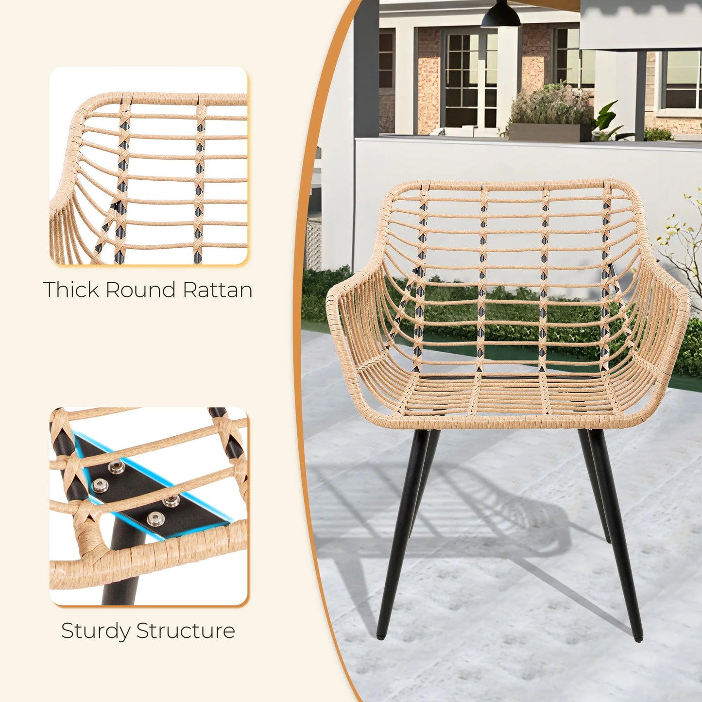 5-Piece Outdoor Wicker Patio Conversation Set