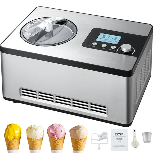 Automatic Ice Cream Maker with Built-In Compressor – 2 Quart Electric Frozen Yogurt, Sorbet & Gelato Machine No Pre-Freezing Required