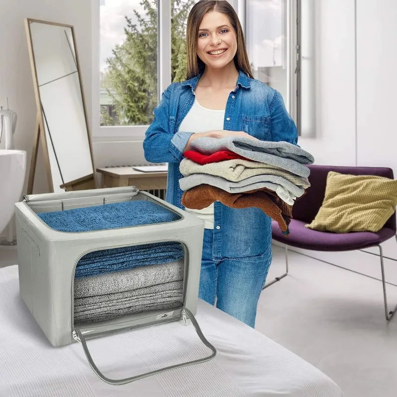 Collapsible Stackable Storage Bins with Clear Window