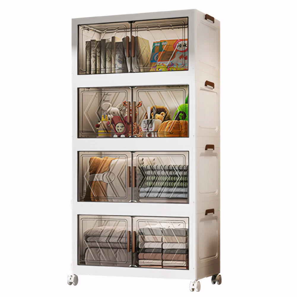 4 Tier Stackable Plastic Storage Bins with Lids Wheels