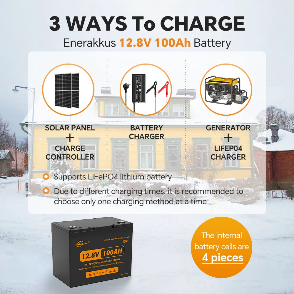 JSDsolar 12V 100Ah LiFePO4 Battery