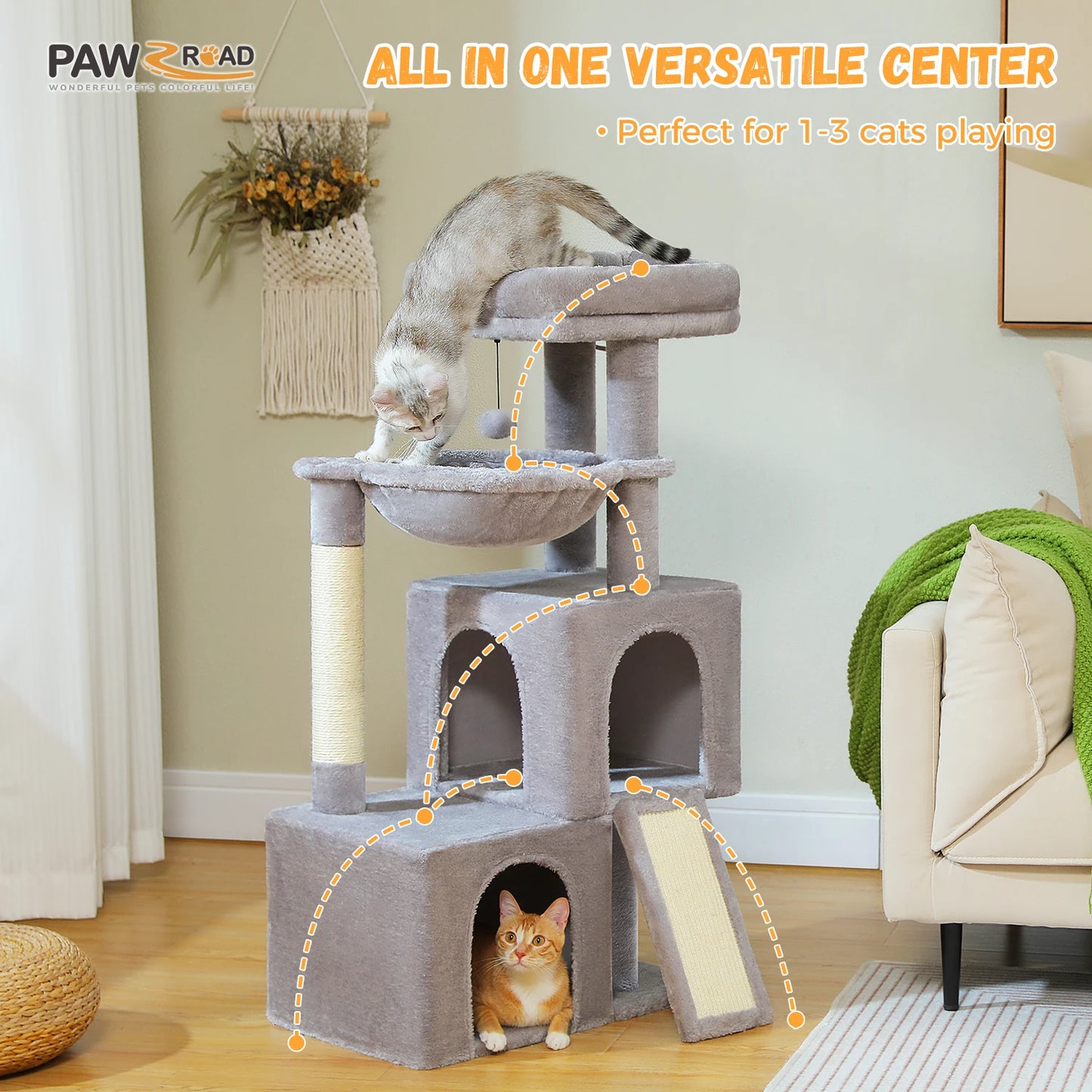 Large Multi-Level Cat Tree Tower with Condos