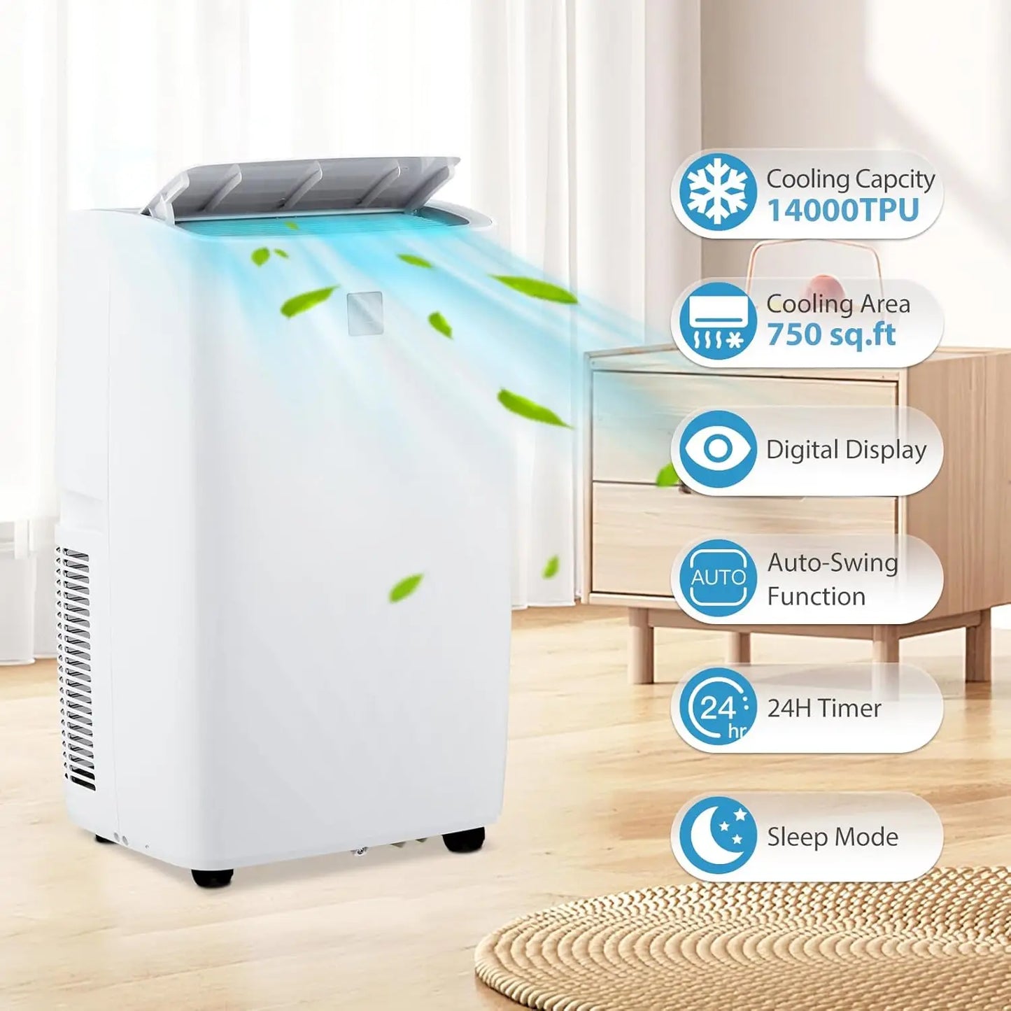 Smart 14,000 BTU Portable Air Conditioner