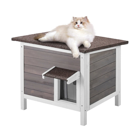 Outdoor Cat House Weatherproof Feral Shelter with Foam Insulation