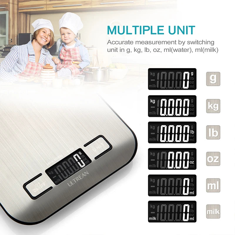 ULTREAN Digital Kitchen Scale 5000g/1g – High Precision Waterproof Food Scale with LCD Display, Multifunction Electronic Weight Scale for Cooking, Baking & Meal Prep