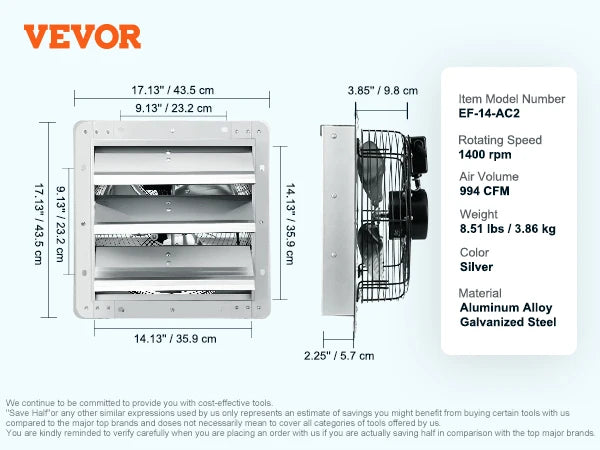 Adjustable Shutter Exhaust Fan for Ventilation Efficiency