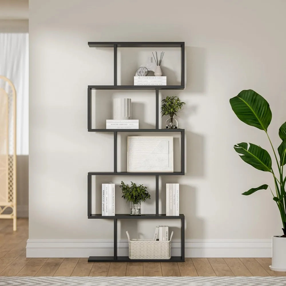5-Tier S-Shaped Bookcase Set