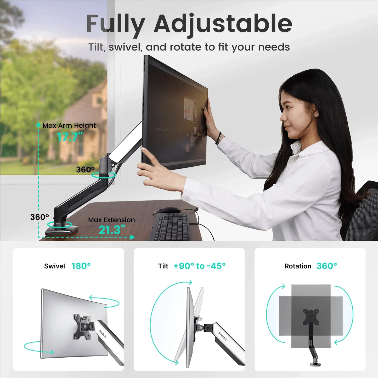 Nearhub MS-001 Single Arm Adjustable Monitor Mount