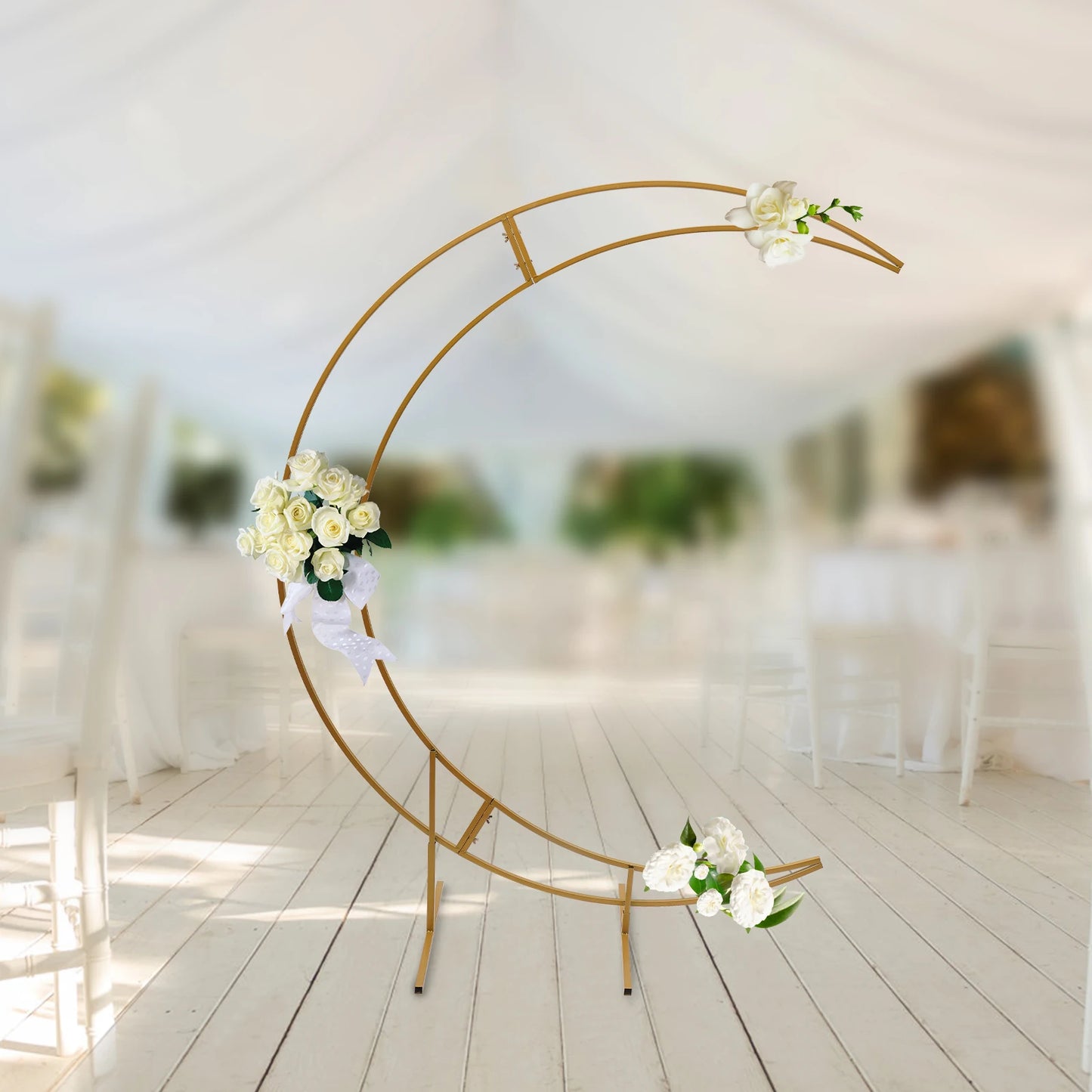 7FT Gold Crescent Moon Wedding Arch Stand