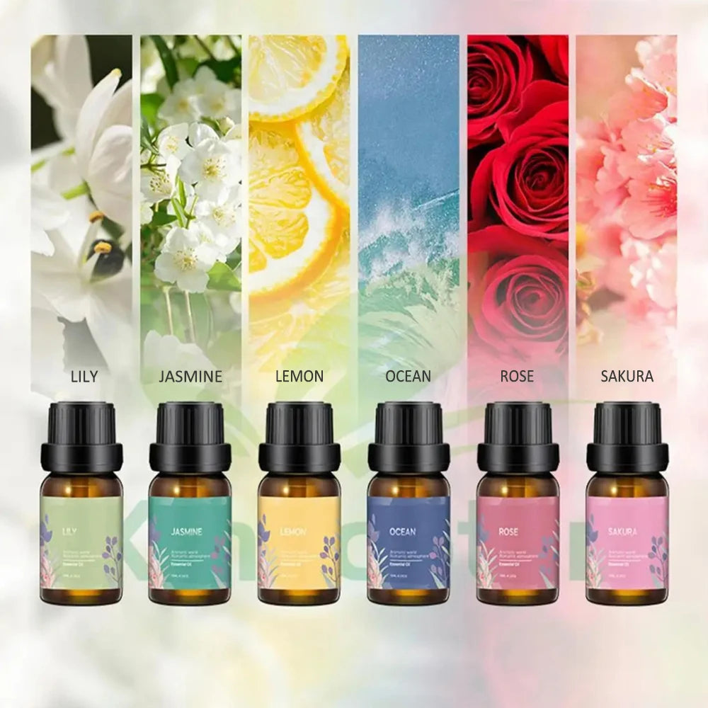 6-Piece Essential Oil Aromatherapy Set – Premium Fragrance Oils for Diffusers, Relaxation & Home Scenting (Lily, Jasmine & More)