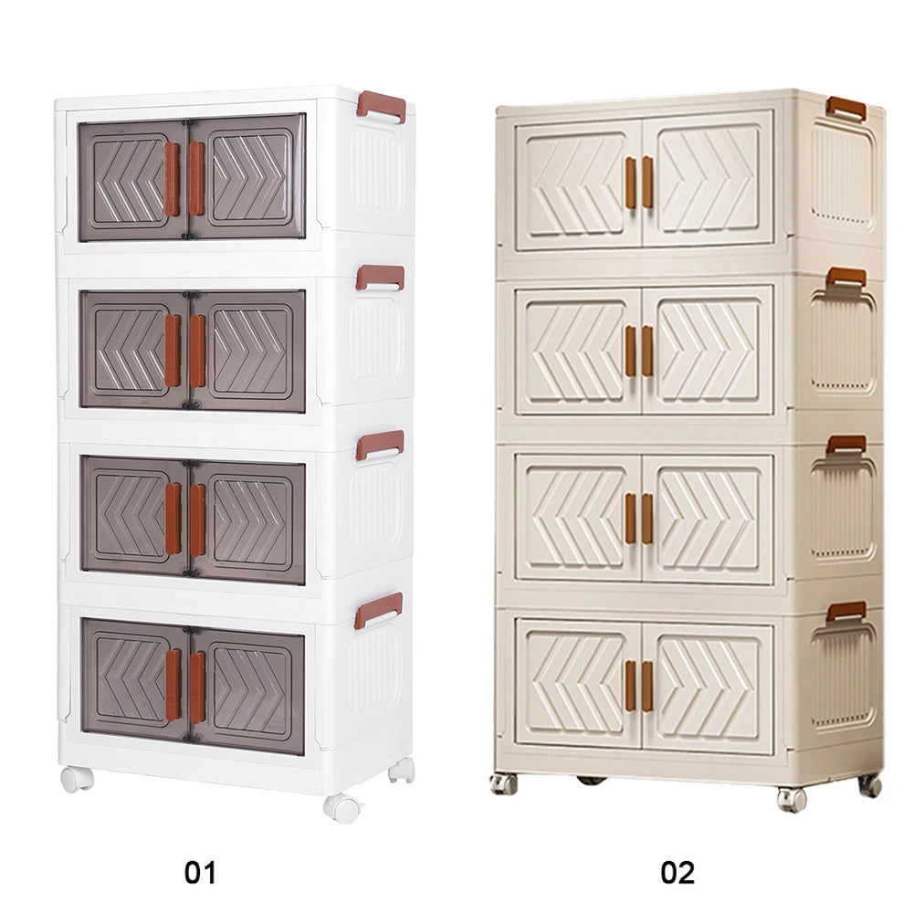 4 Tier Stackable Plastic Storage Bins with Lids Wheels