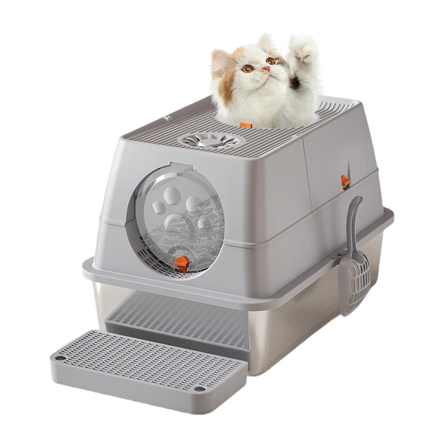 Stainless Steel Top Entry Covered Cat Litter Box