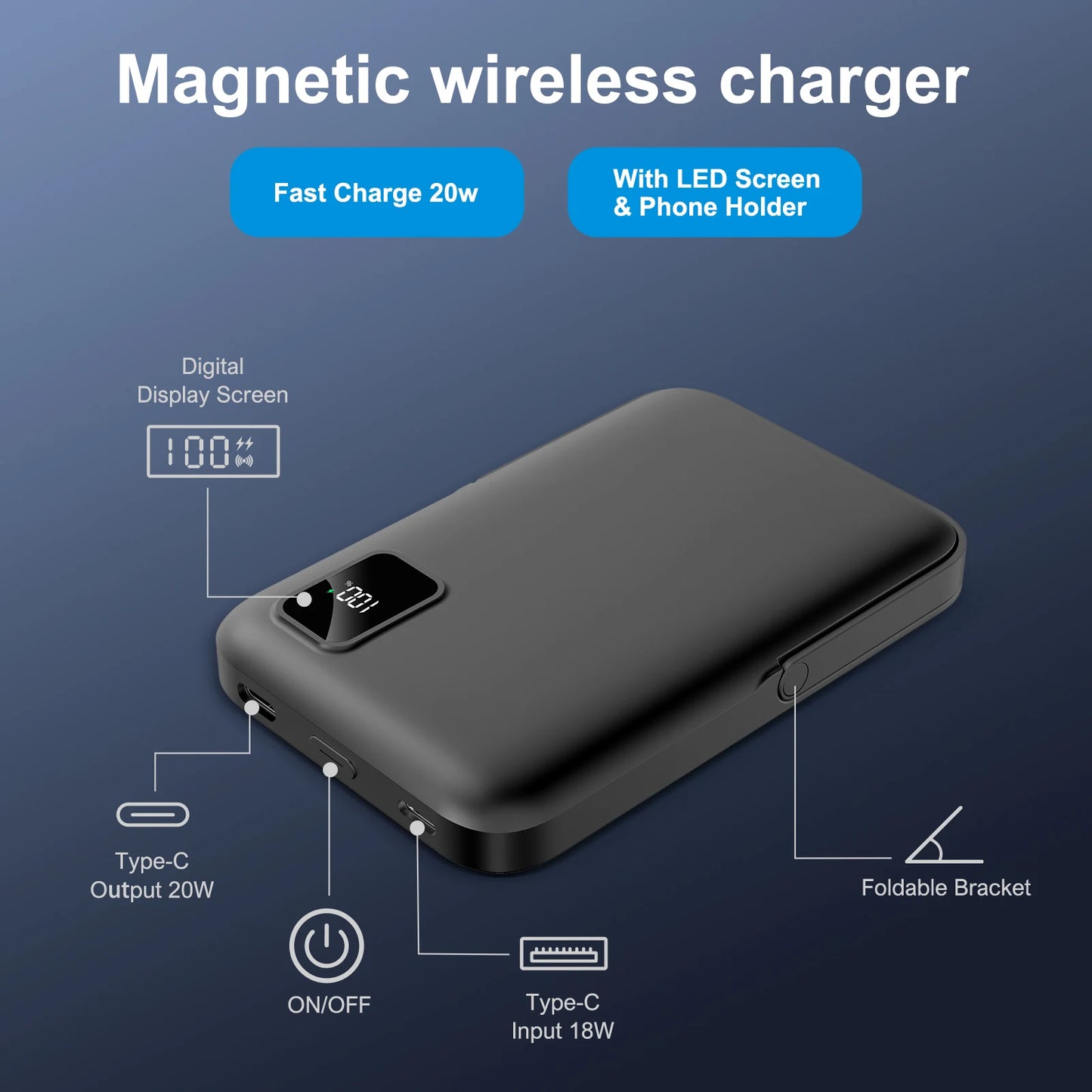 Magnetic Power Bank 10000mAh Wireless Charger