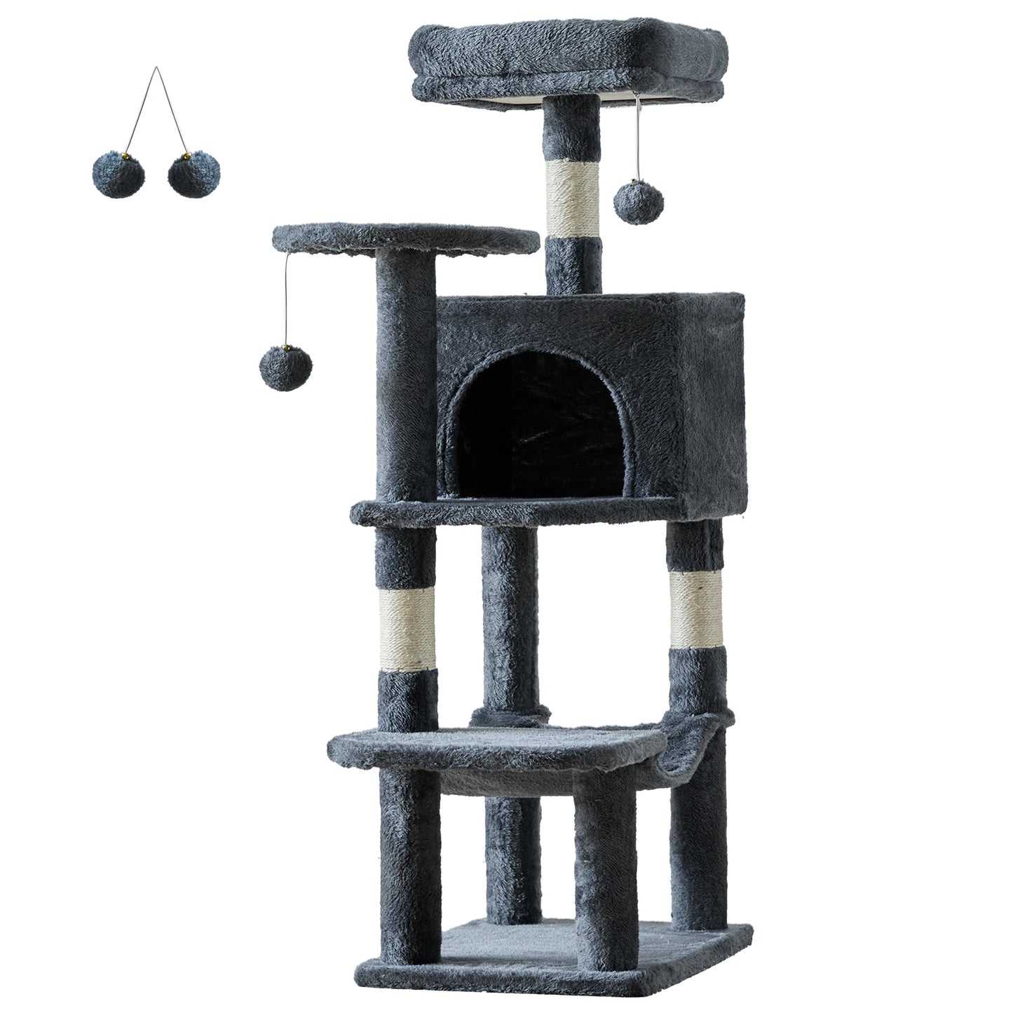 JHK 44-Inch Cat Tree for Indoor Cats – Multi-Level Climbing Tower with Sisal Scratching Posts & Stable Pet House