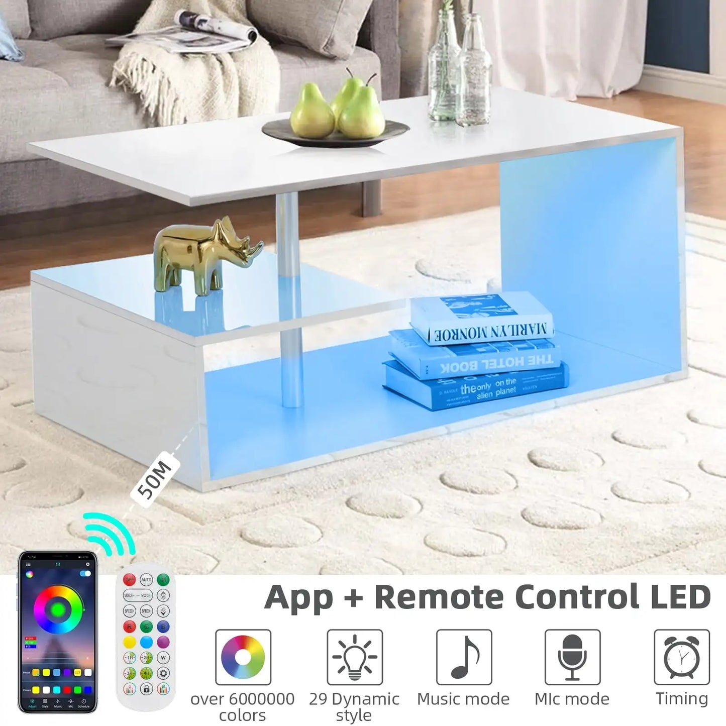 Smart LED Coffee Table with App Control