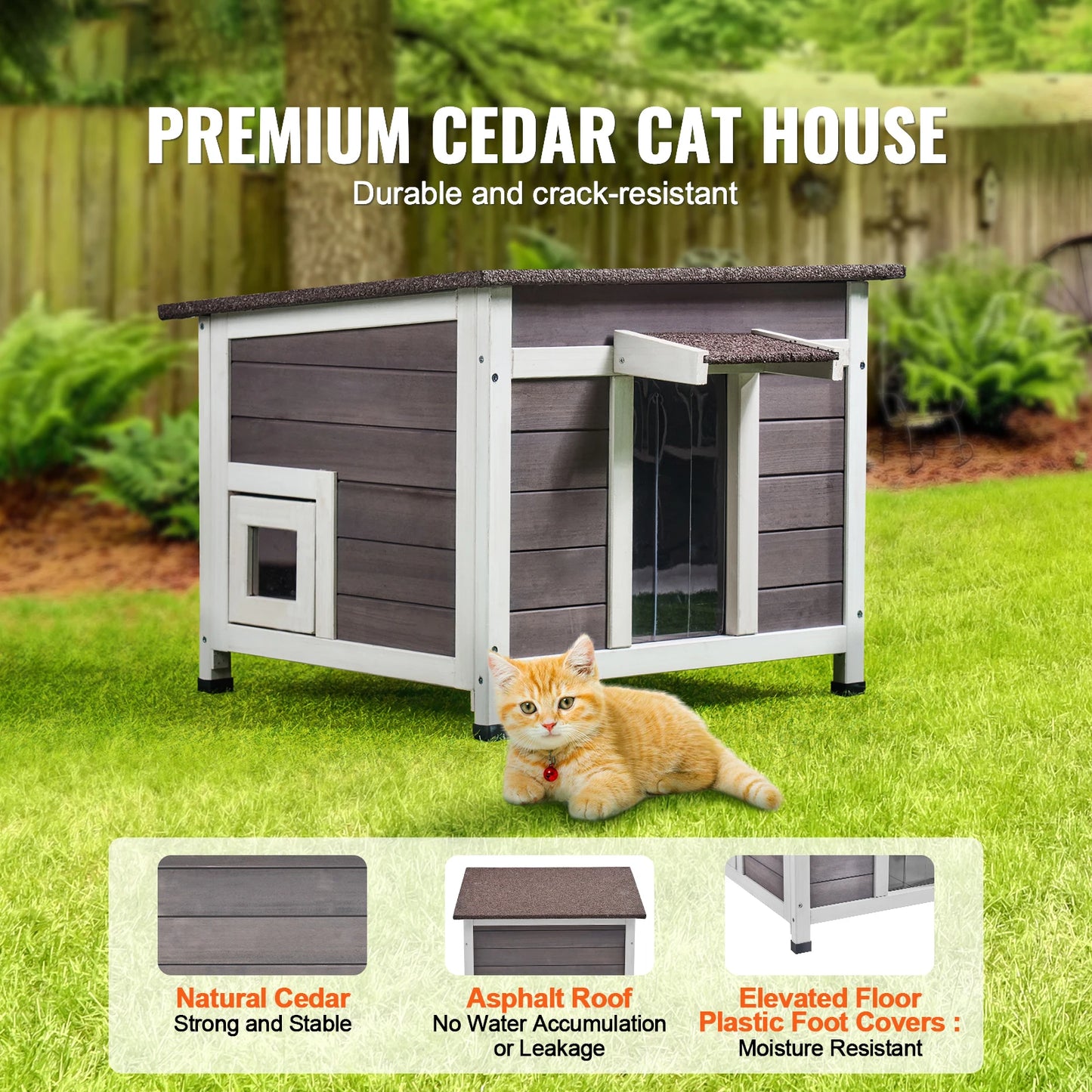 Outdoor Cat House Weatherproof Feral Shelter with Foam Insulation