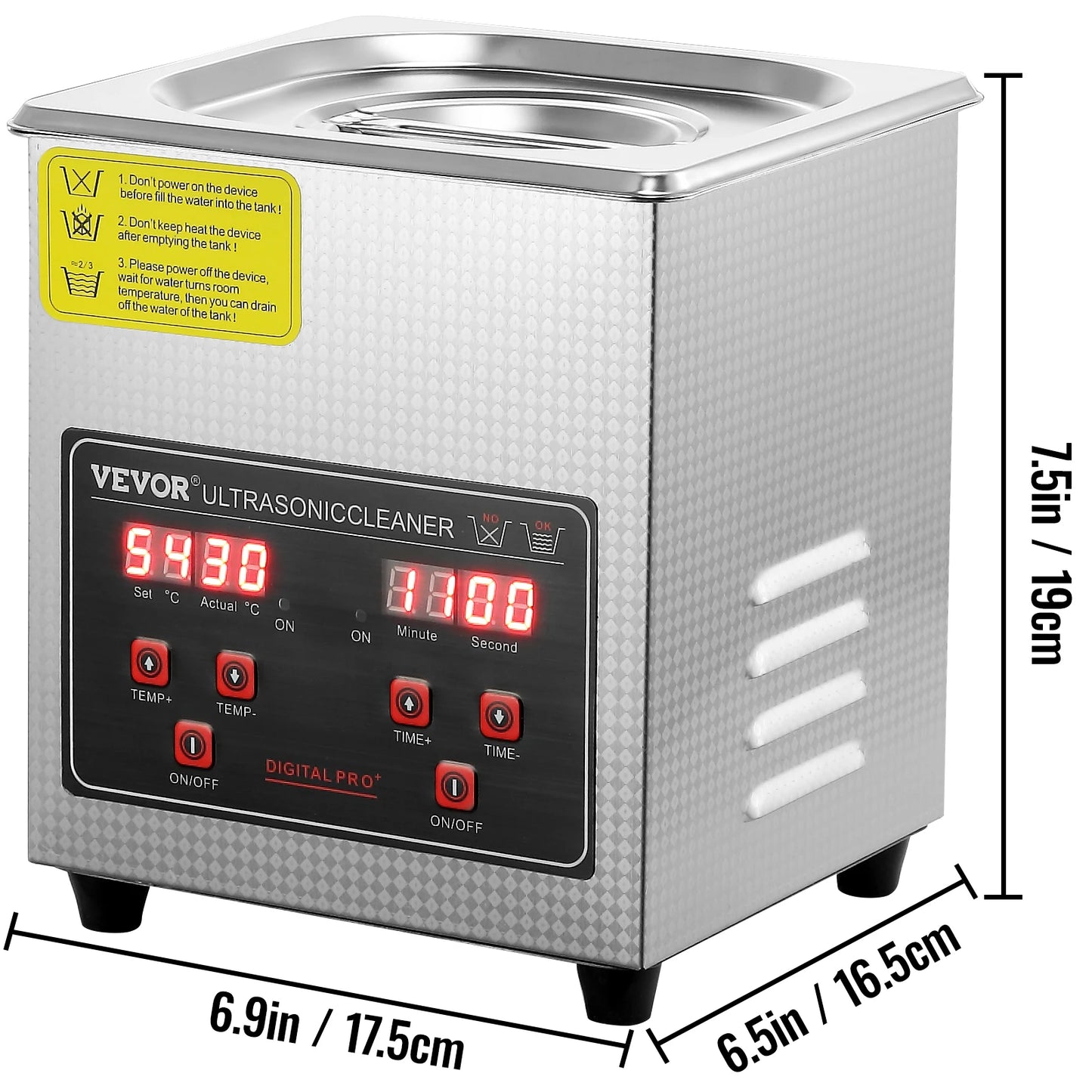 VEVOR Ultrasonic Cleaner Heated Stainless Steel Cleaning Machine – 2L To 30L Deep Cleaning System