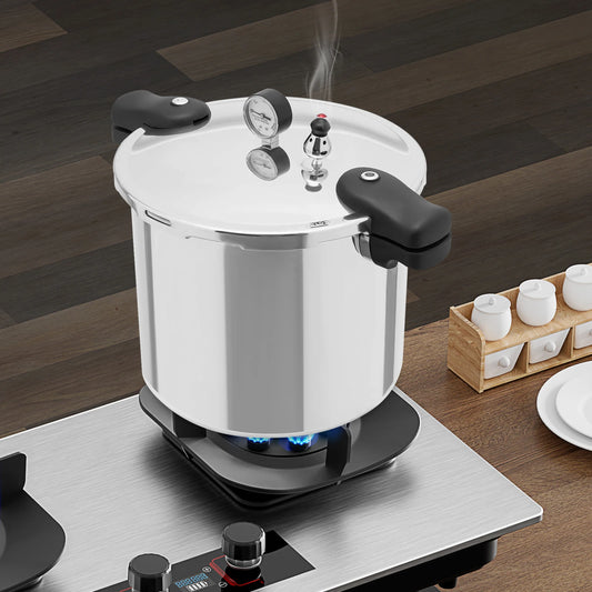 22L Heavy-Duty Pressure Cooker with Gauge & Safety Valve – Thickened Explosion-Proof Large Capacity Pot for Gas & Ceramic Electric Stoves, Fast Cooking Canner