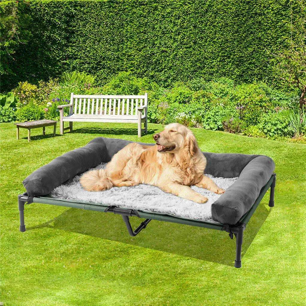 Elevated Cooling Dog Bed with Bolster