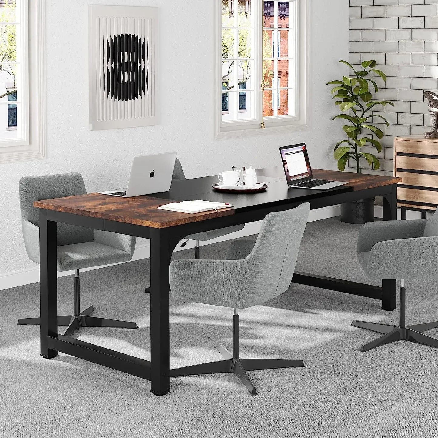 Modern Large Computer Desk – Spacious Home Office Writing Desk, Study Table & Workstation for Laptop, PC & Gaming, Heavy-Duty Office Furniture