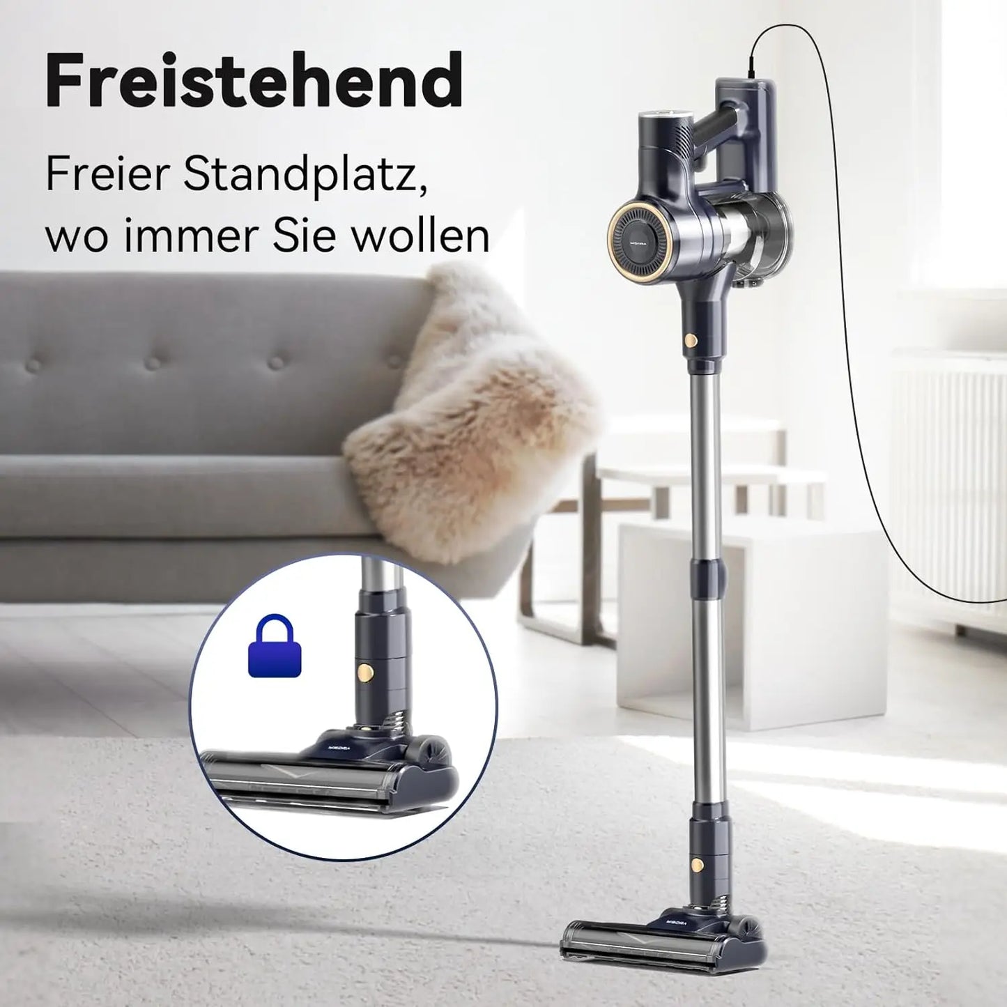 YISORA 6-in-1 Corded Stick Vacuum Cleaner – 600W 23KPa Powerful Handheld Vacuum for Hard Floors, Carpets & Pet Hair, Free-Standing Lightweight Cleaner