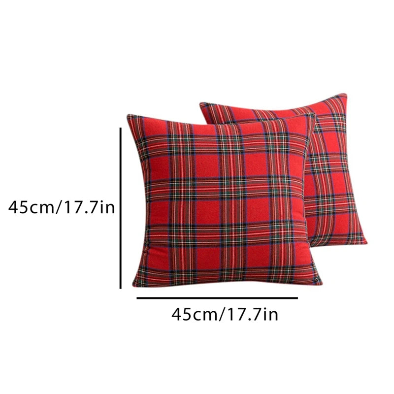 Christmas Tartan Plaid Pillow Cover 45cm