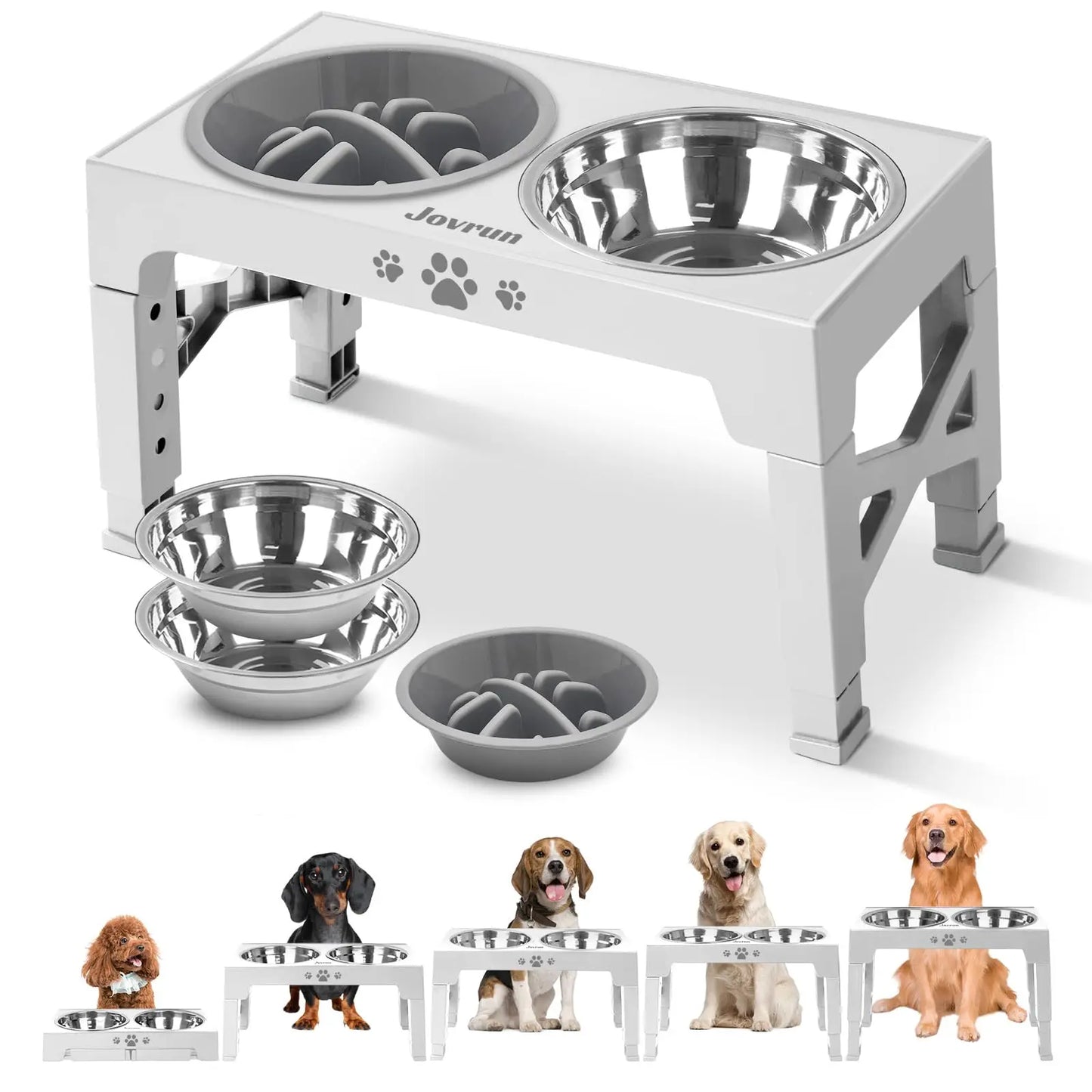 Adjustable Elevated Dog Bowls Stand Set