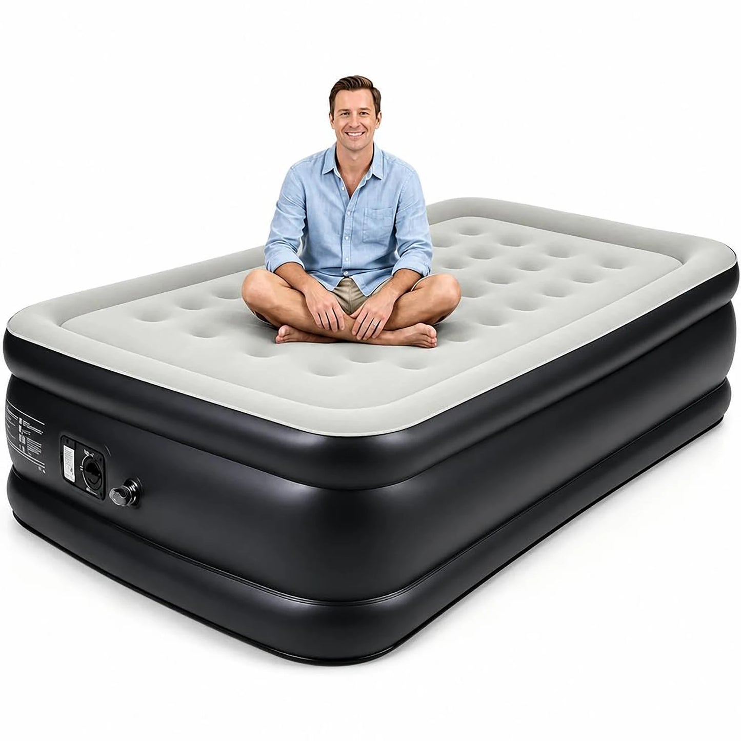 Twin/Queen Air Mattress with Built-In Electric Pump – 18" Raised Inflatable Guest Bed, Fast 3-Minute Inflation, Honeycomb Support, 800lb Weight Capacity