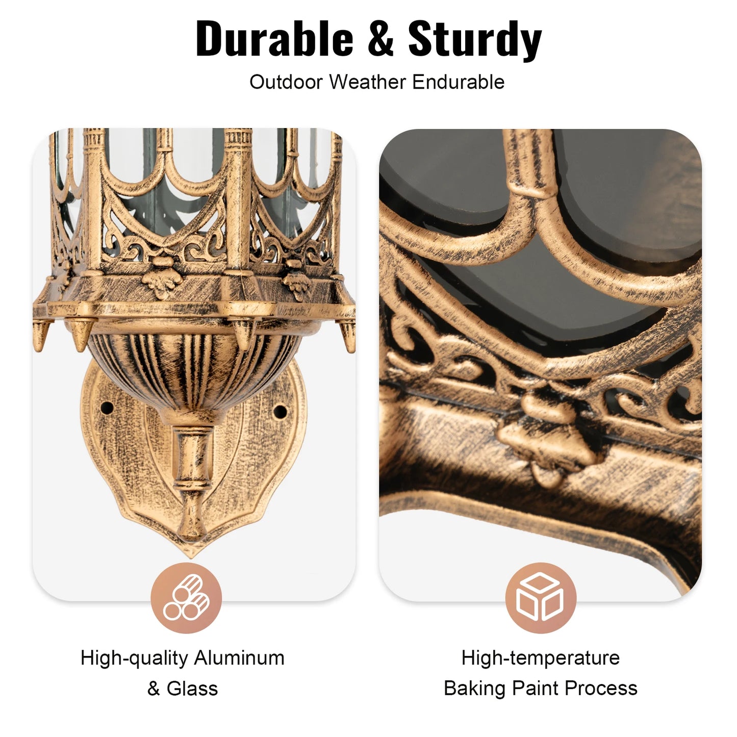 Elegant Brass Outdoor Wall Lantern Waterproof Sconce