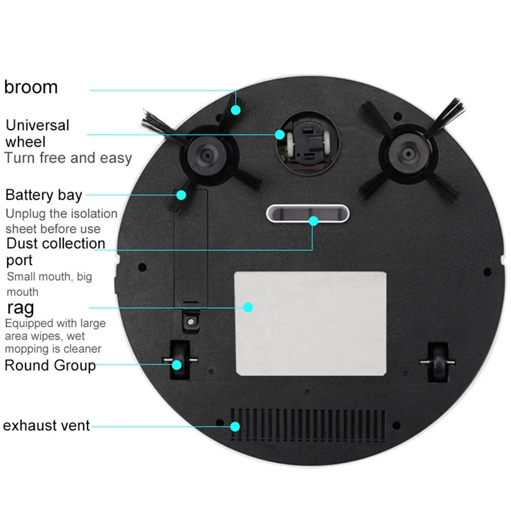 Robotic Vacuum Mop Combo USB Rechargeable Cleaner