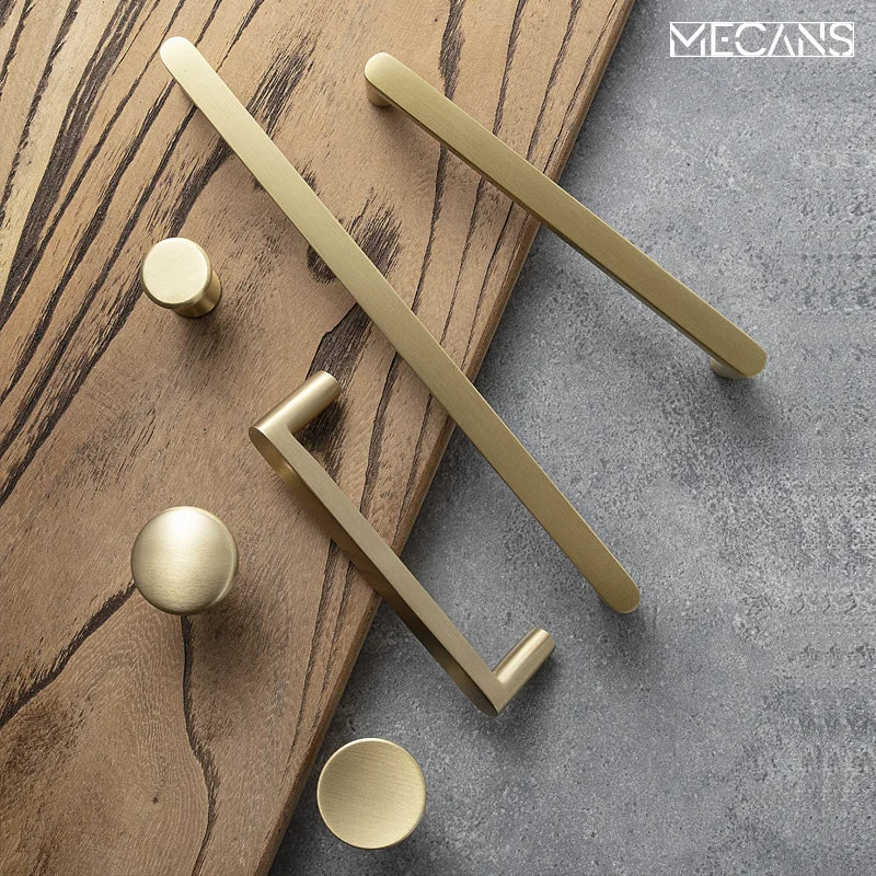 Solid Brass Cabinet Handles & Drawer Pulls – Pure Copper Bar Knobs for Kitchen & Furniture
