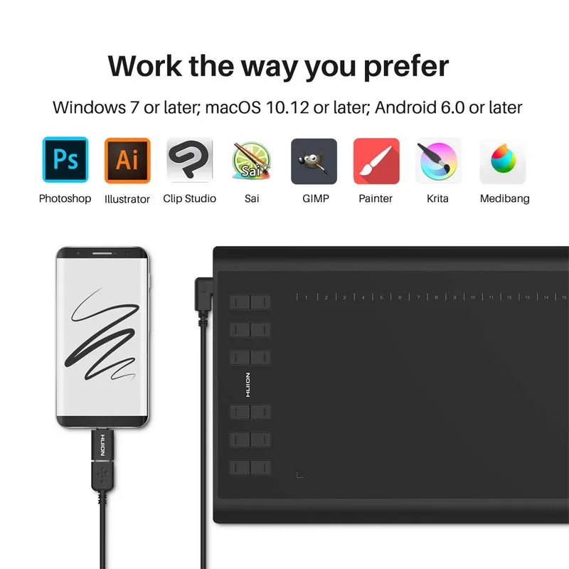 HUION Inspiroy H1060P Drawing Tablet Stylus