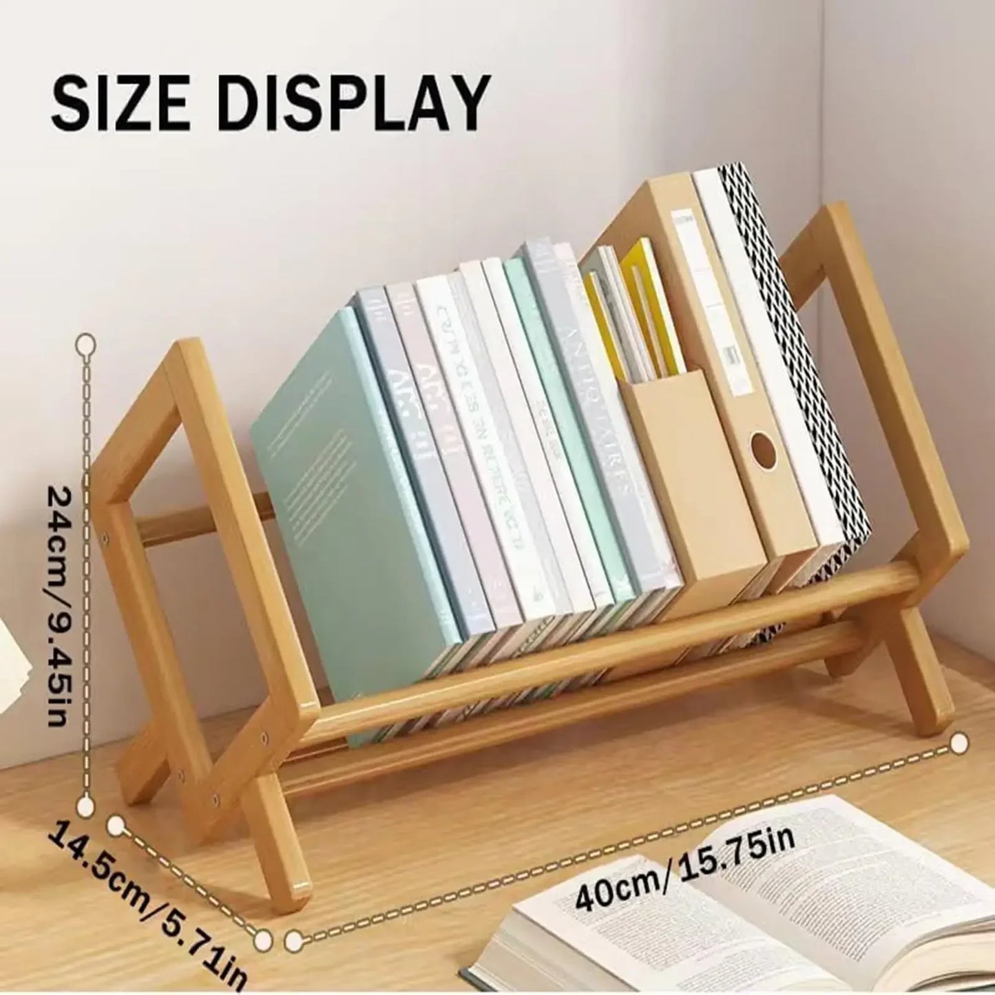 Small Wooden Desk Bookshelf Mini Storage Organizer