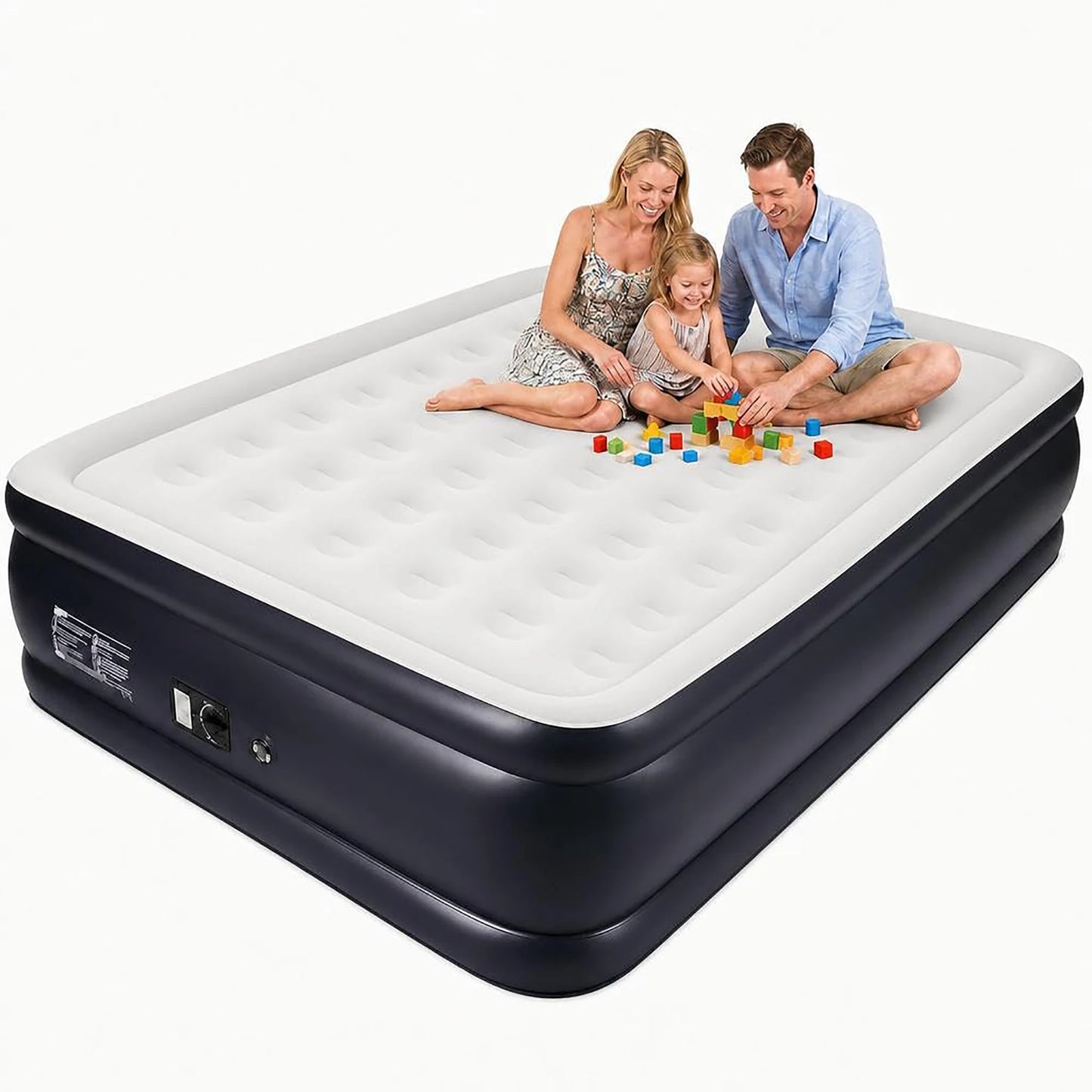 Twin/Queen Air Mattress with Built-In Electric Pump – 18" Raised Inflatable Guest Bed, Fast 3-Minute Inflation, Honeycomb Support, 800lb Weight Capacity