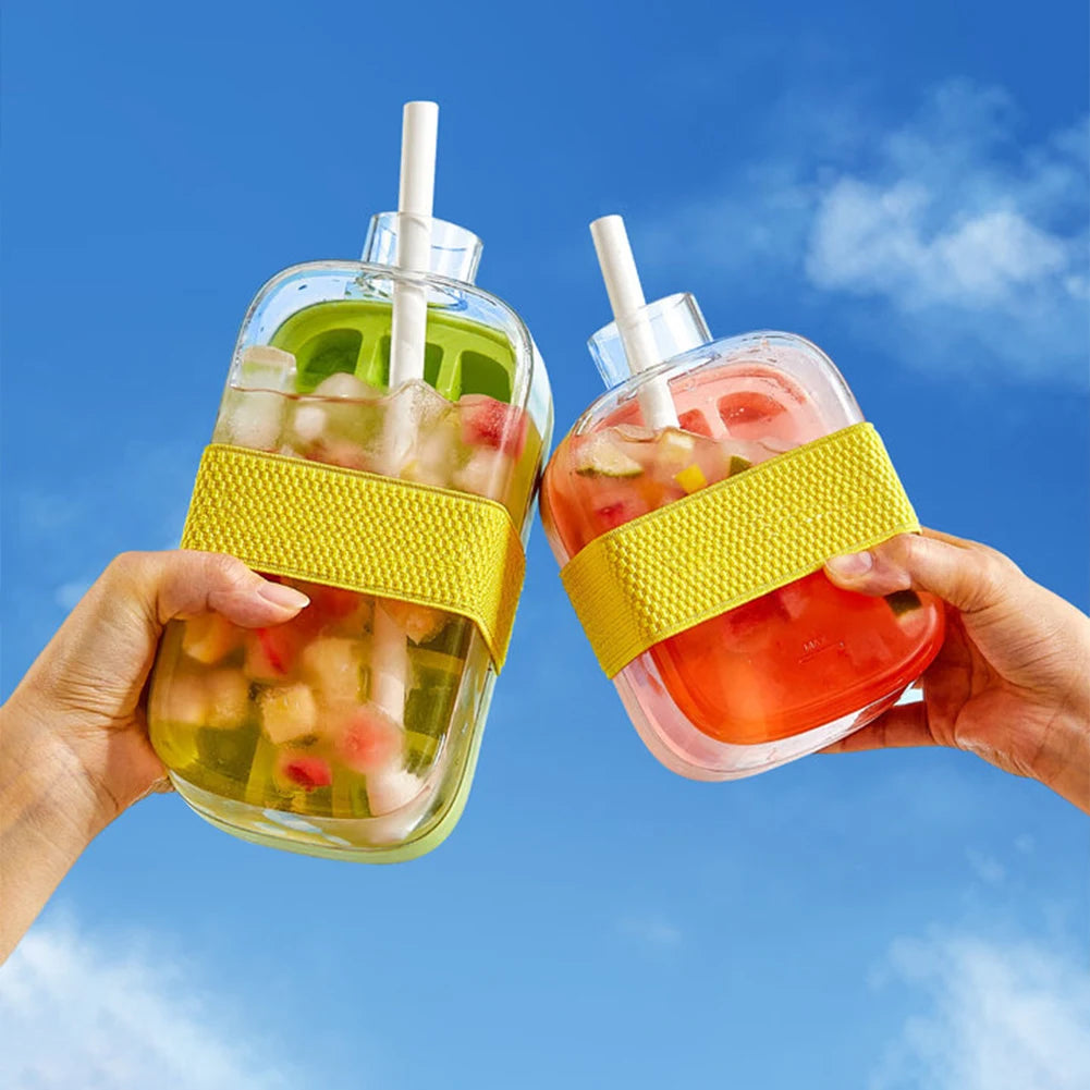 Portable Ice Mold Cooler Cup – Large Capacity Ice Cube Maker Bottle & Drink Chiller for Camping, Hiking, Outdoor Travel & Home Use