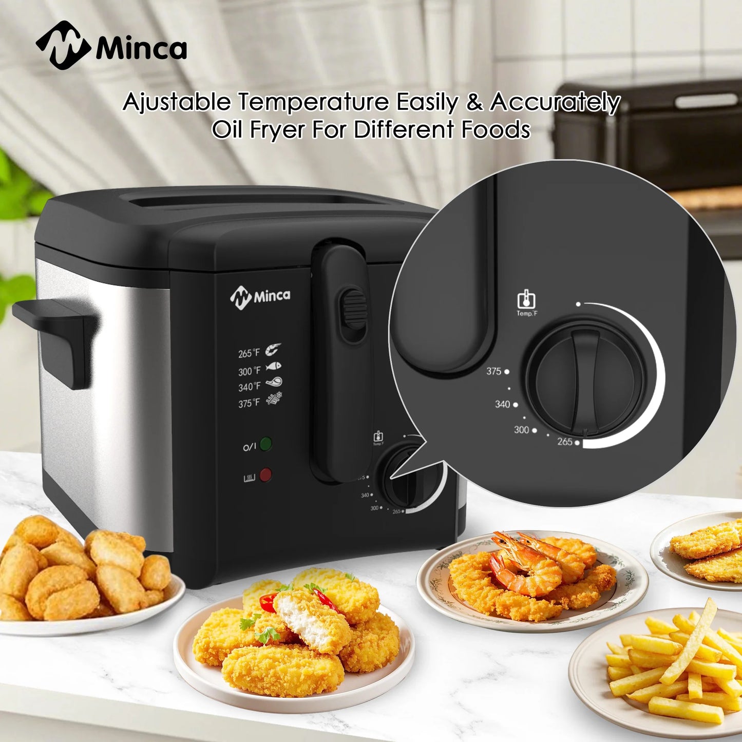 M Minca 2.5L Compact Air Fryer 1500W Non-Stick with Temperature Control & Easy-Clean Detachable Lid