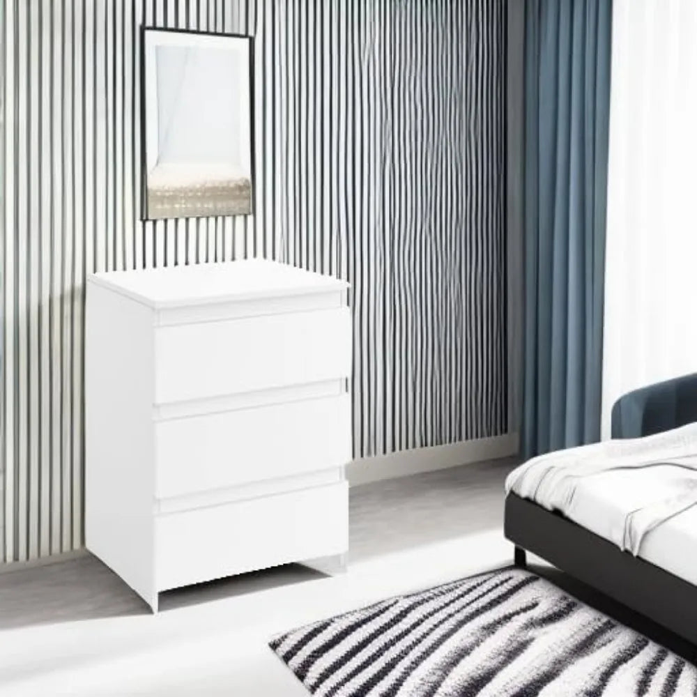 Wooden Nightstand with Three Drawers Bedroom Storage