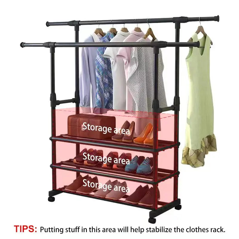 Heavy Duty Double Rail Clothes Garment Rack