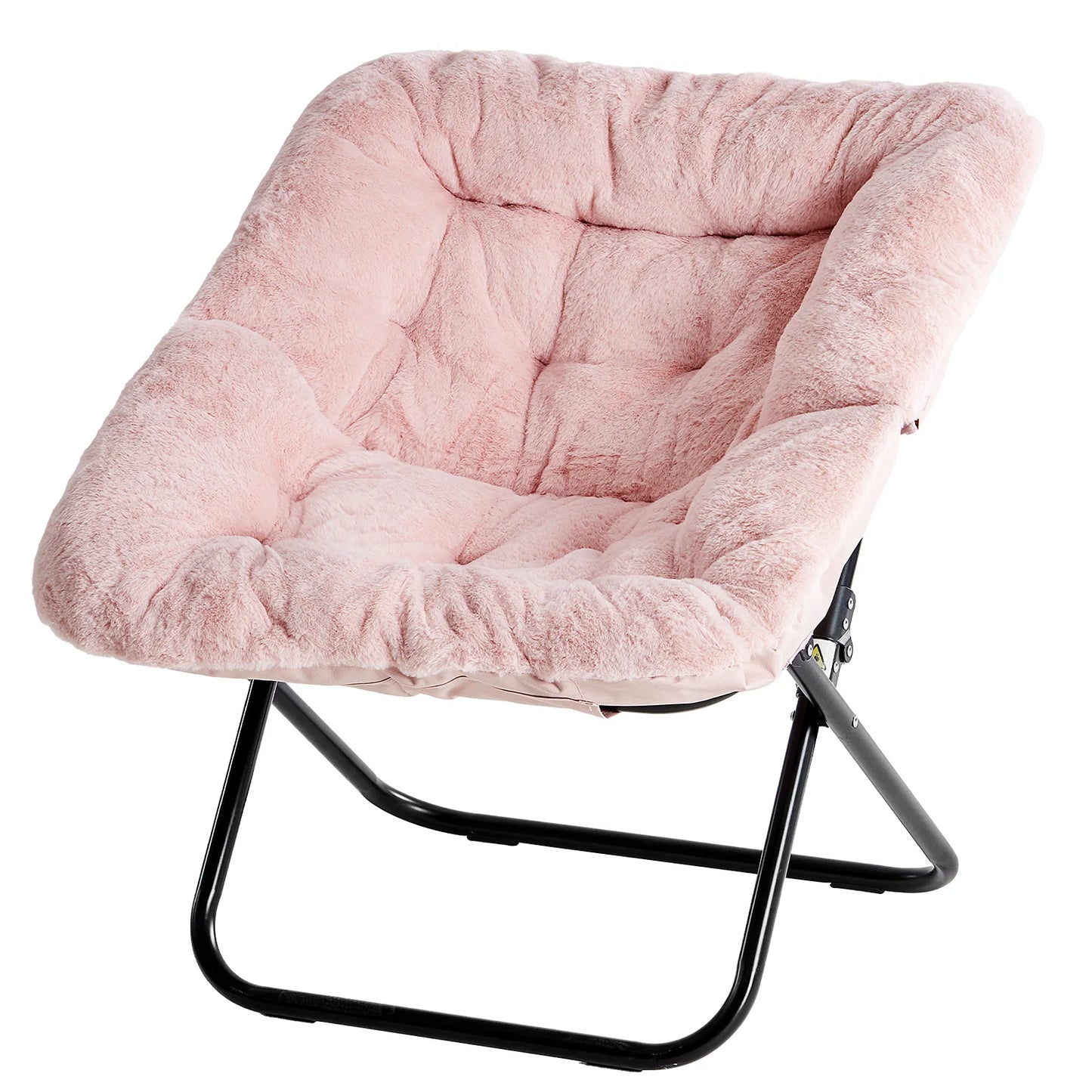 JHK 28 Inch Cozy Saucer Chair Faux Fur Folding Lounge Chair Padded Seat Metal Frame Reading Chair for Bedroom Living Room