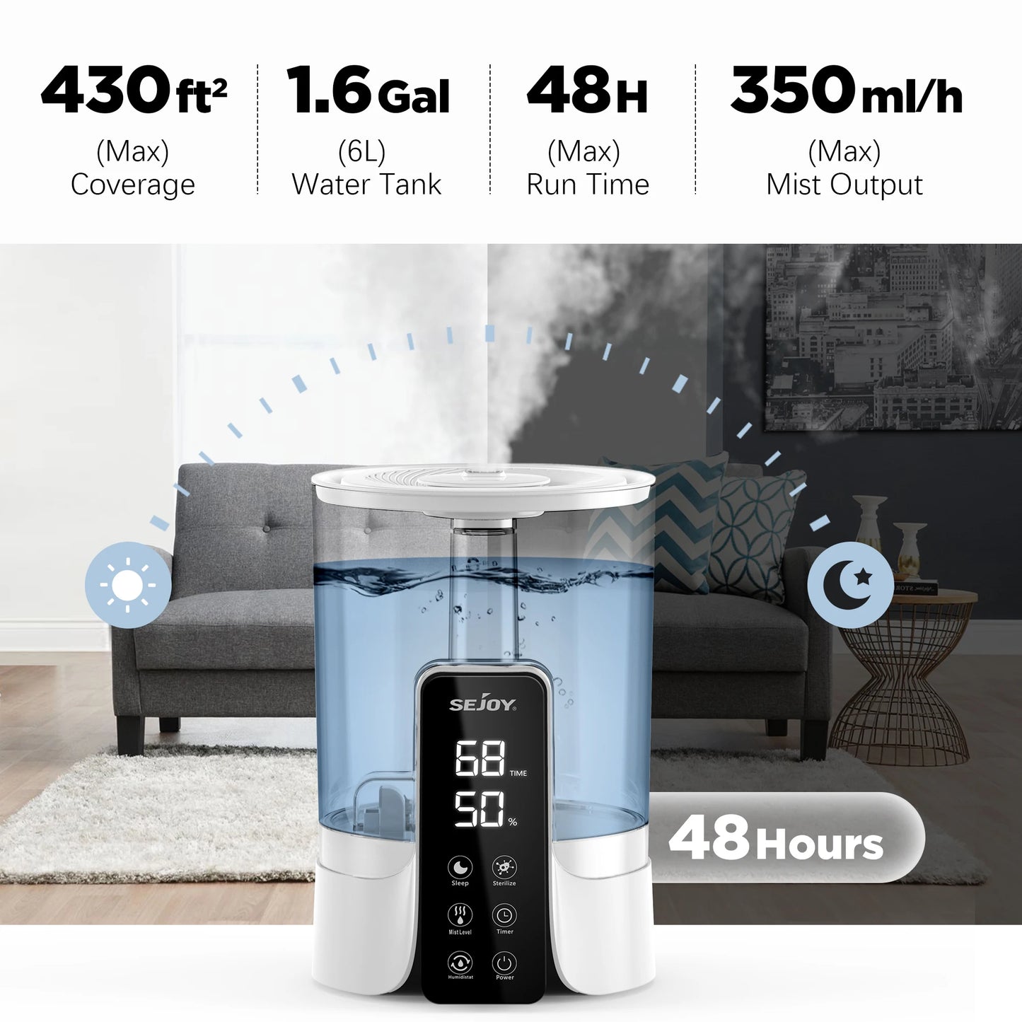 “6L LED Digital Display Air Humidifier”