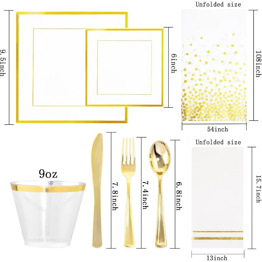 Gold Disposable Dinnerware Set for Elegant Parties