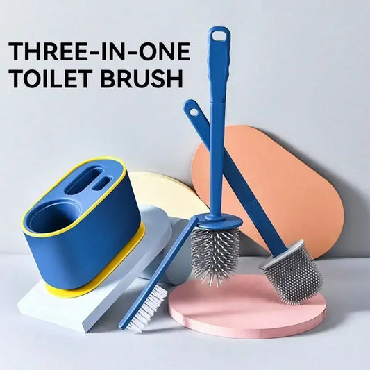 3-in-1 Silicone Toilet Brush Holder Set