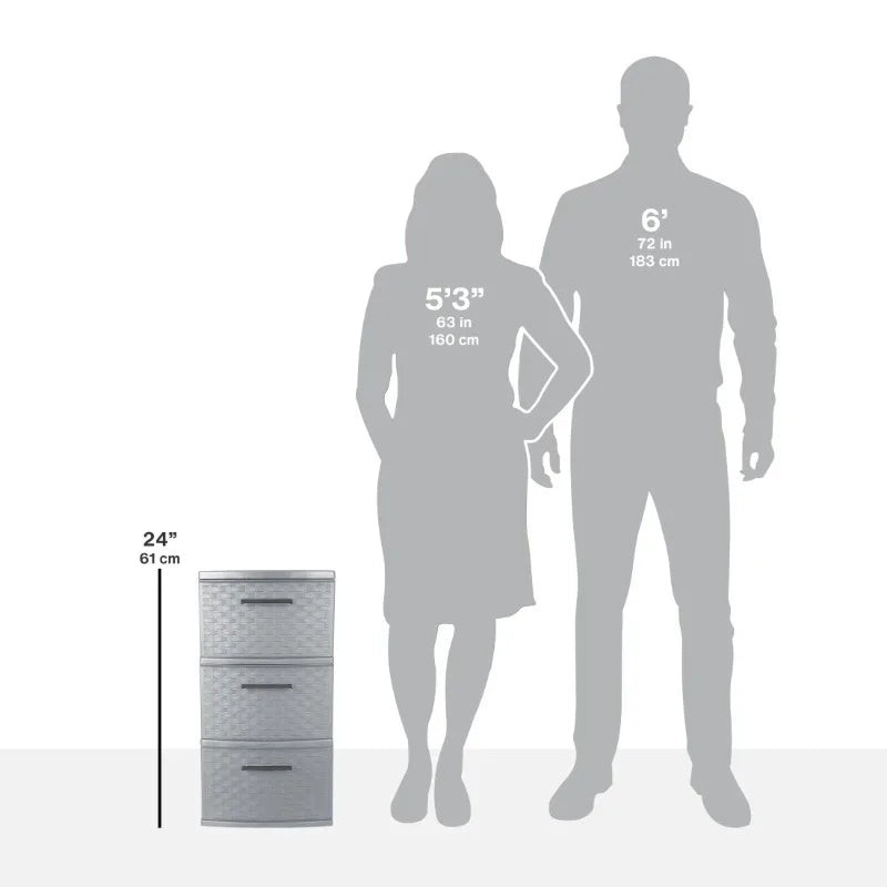 2-Pack Gray 3-Drawer Storage Towers