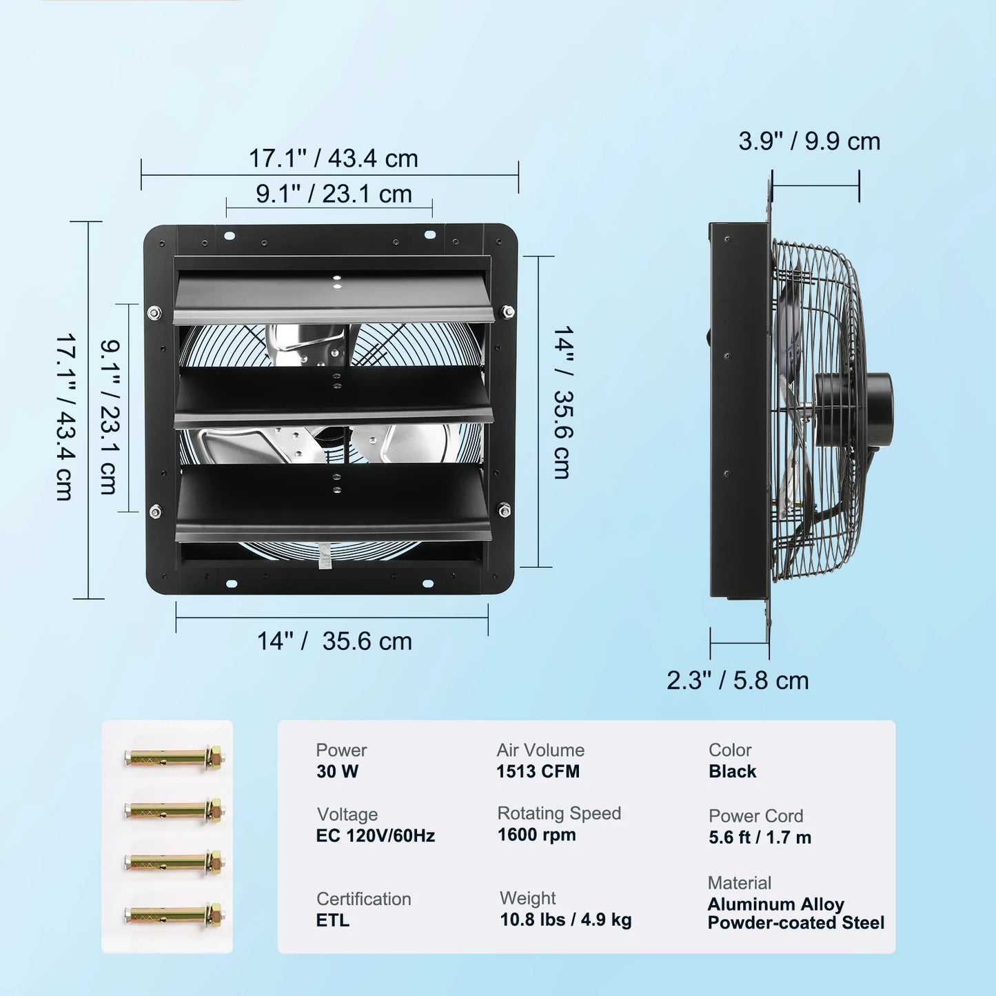 Adjustable Shutter Exhaust Fan for Ventilation Efficiency