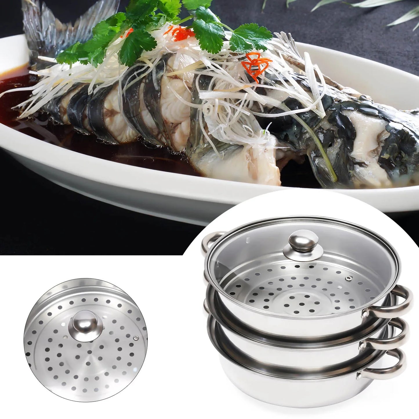 3-Tier Stainless Steel Kitchen Steamer Pot
