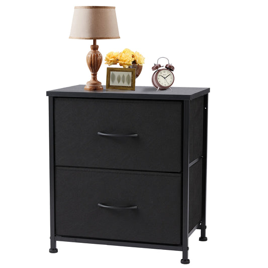 JHK Nightstand with Fabric Drawers Bedroom Storage